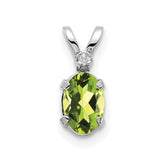 14K White Gold Diamond and Peridot Birthstone Pendant