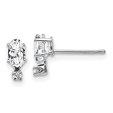 14K White Gold Diamond and White Topaz Birthstone Earrings