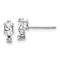 14K White Gold Diamond and White Topaz Birthstone Earrings
