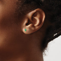 14k Diamond & Emerald Birthstone Earrings
