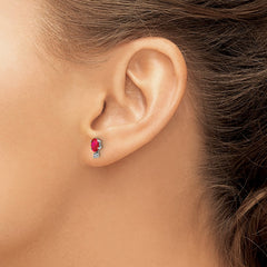 14K White Gold Diamond and Ruby Birthstone Earrings