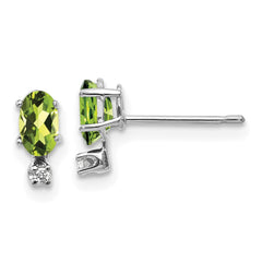 14K White Gold Diamond and Peridot Birthstone Earrings