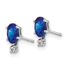 14K White Gold Diamond and Sapphire Birthstone Earrings