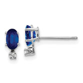 14K White Gold Diamond and Sapphire Birthstone Earrings