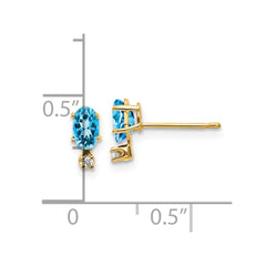 14k Diamond & Blue Topaz Birthstone Earrings