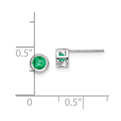 14k White Gold 4mm Bezel May/Emerald Post Earrings