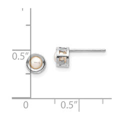 14k White Gold 4mm Bezel June/FW Cultured Pearl Post Earrings