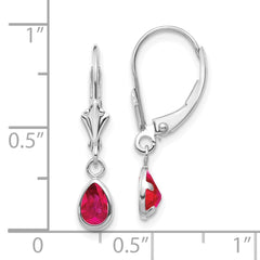 14k White Gold 6x4mm July/Ruby Earrings