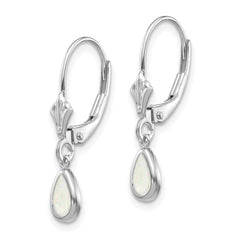 14k White Gold 6x4mm Opal/October Earrings