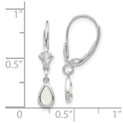 14k White Gold 6x4mm Opal/October Earrings