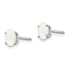 14k White Gold 6x4mm Opal Earrings