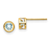 14k 4mm Bezel March/Aquamarine Post Earrings