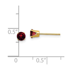 14k 4mm Round January/Garnet Post Earrings