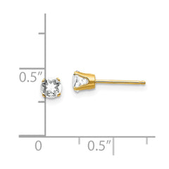 14k 4mm April/White Topaz Post Earrings