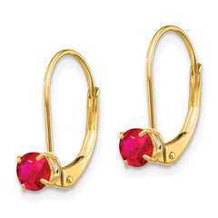 14k 4mm Round July/Ruby Leverback Earrings