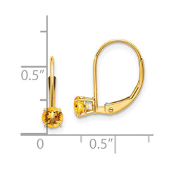 14k 4mm Round November/Citrine Leverback Earrings