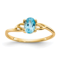 14k Blue Topaz Birthstone Ring - 3