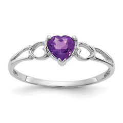 14k White Gold Amethyst Birthstone Ring - 3
