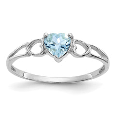 14k White Gold Aquamarine Birthstone Ring - 3