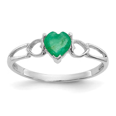 14k White Gold Emerald Birthstone Ring - 2