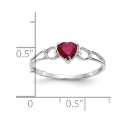 14k White Gold Ruby Birthstone Ring - 4