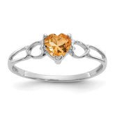 14k White Gold Citrine Birthstone Ring