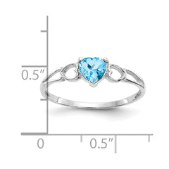14k White Gold Blue Topaz Birthstone Ring - 2