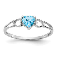 14k White Gold Blue Topaz Birthstone Ring - 2