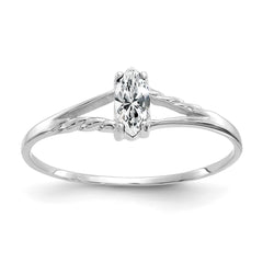 14k White Gold White Topaz Birthstone Ring - 2