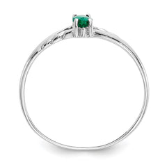 14k White Gold Emerald Birthstone Ring - 4