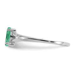 14k White Gold Emerald Birthstone Ring - 4