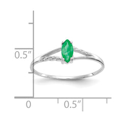 14k White Gold Emerald Birthstone Ring - 4
