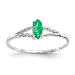 14k White Gold Emerald Birthstone Ring - 4