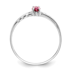 14k White Gold Pink Tourmaline Birthstone Ring - 2