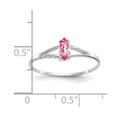 14k White Gold Pink Tourmaline Birthstone Ring - 2