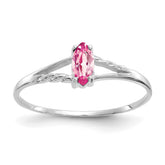14k White Gold Pink Tourmaline Birthstone Ring - 2