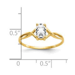 14k White Topaz Birthstone Ring - 2