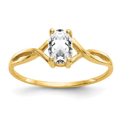 14k White Topaz Birthstone Ring - 2