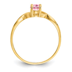 14k Pink Tourmaline Birthstone Ring - 4