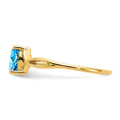 14k Blue Topaz Birthstone Ring - 2