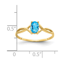 14k Blue Topaz Birthstone Ring - 2