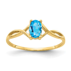 14k Blue Topaz Birthstone Ring - 2