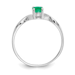 14k White Gold Emerald Birthstone Ring - 3