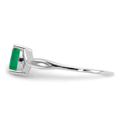 14k White Gold Emerald Birthstone Ring - 3