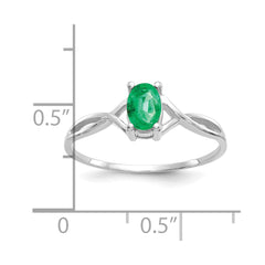 14k White Gold Emerald Birthstone Ring - 3
