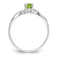 14k White Gold Peridot Birthstone Ring - 4