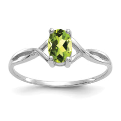 14k White Gold Peridot Birthstone Ring - 4