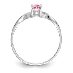 14k White Gold Pink Tourmaline Birthstone Ring - 4