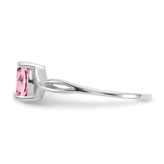 14k White Gold Pink Tourmaline Birthstone Ring - 4