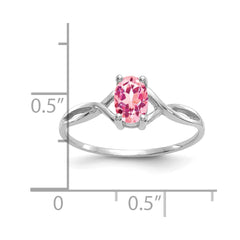 14k White Gold Pink Tourmaline Birthstone Ring - 4